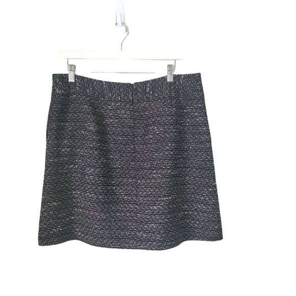 HALOGEN Womens Skirt SZ 12‎ Black Tweed Lined Pleated Black Cream A-Line Short - Picture 3 of 8